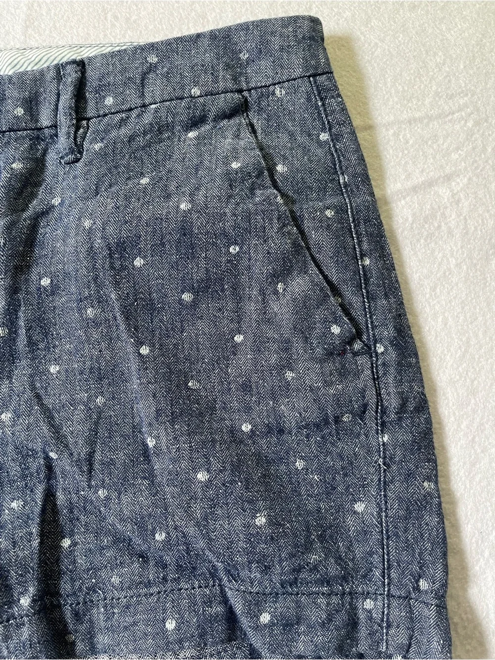 Old Navy Blue Polka Dot Linen-Blend Women's Shorts